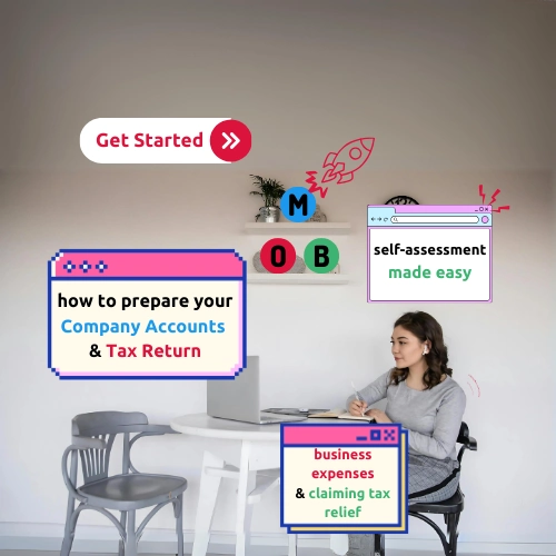 Student preparing company accounts and tax return with OMB Connect tools and resources