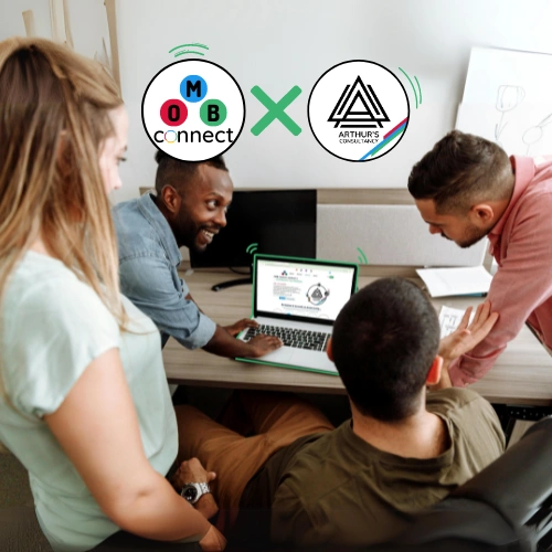 omb connect x arthurs OMB Connect and Arthur's Consultancy team collaboration graphic