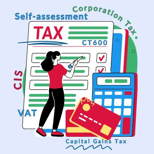tax Tax services including self-assessment, corporation tax, VAT, CIS, and capital gains tax