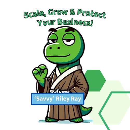 'Savvy' Riley Ray character promoting business growth and protection tips from OMB Connect